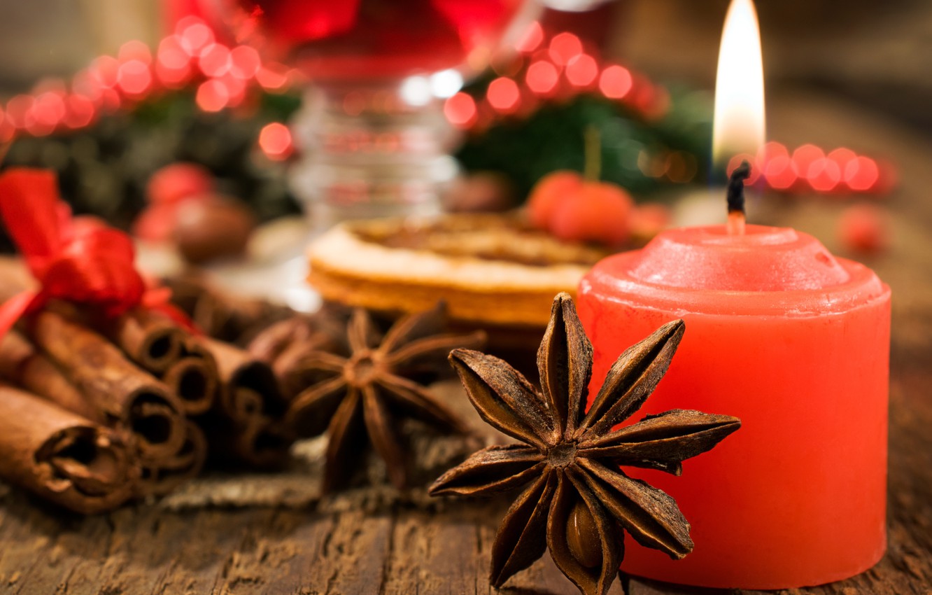 Photo Wallpaper Holiday, New Year, Christmas, Happy - Merry Christmas Candle - HD Wallpaper 
