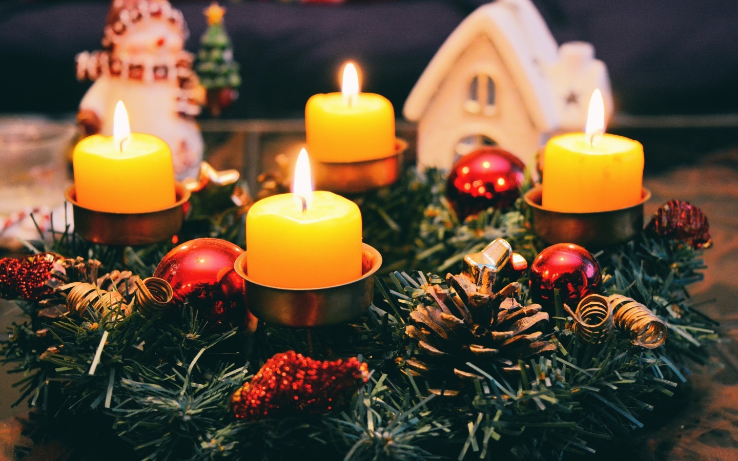 Christmas Decorations, Candles - HD Wallpaper 