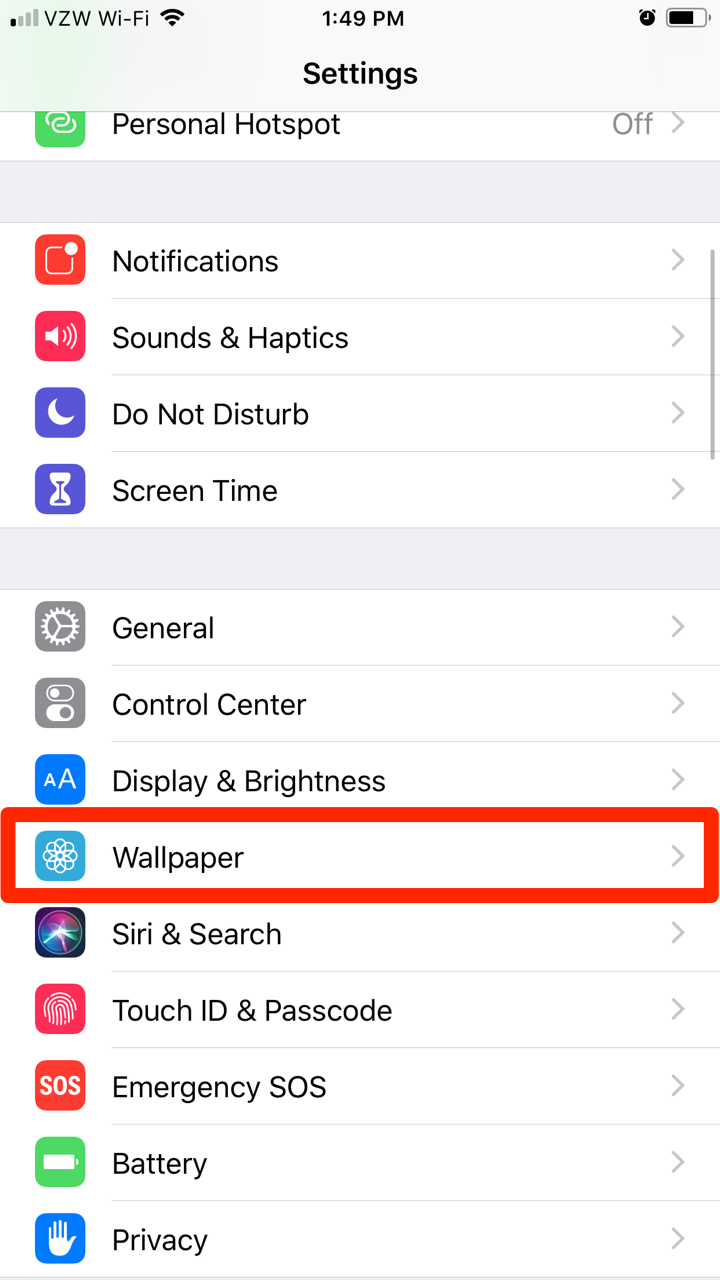 Open The Wallpaper Menu In Your Settings App - Iphone Settings Menu - HD Wallpaper 