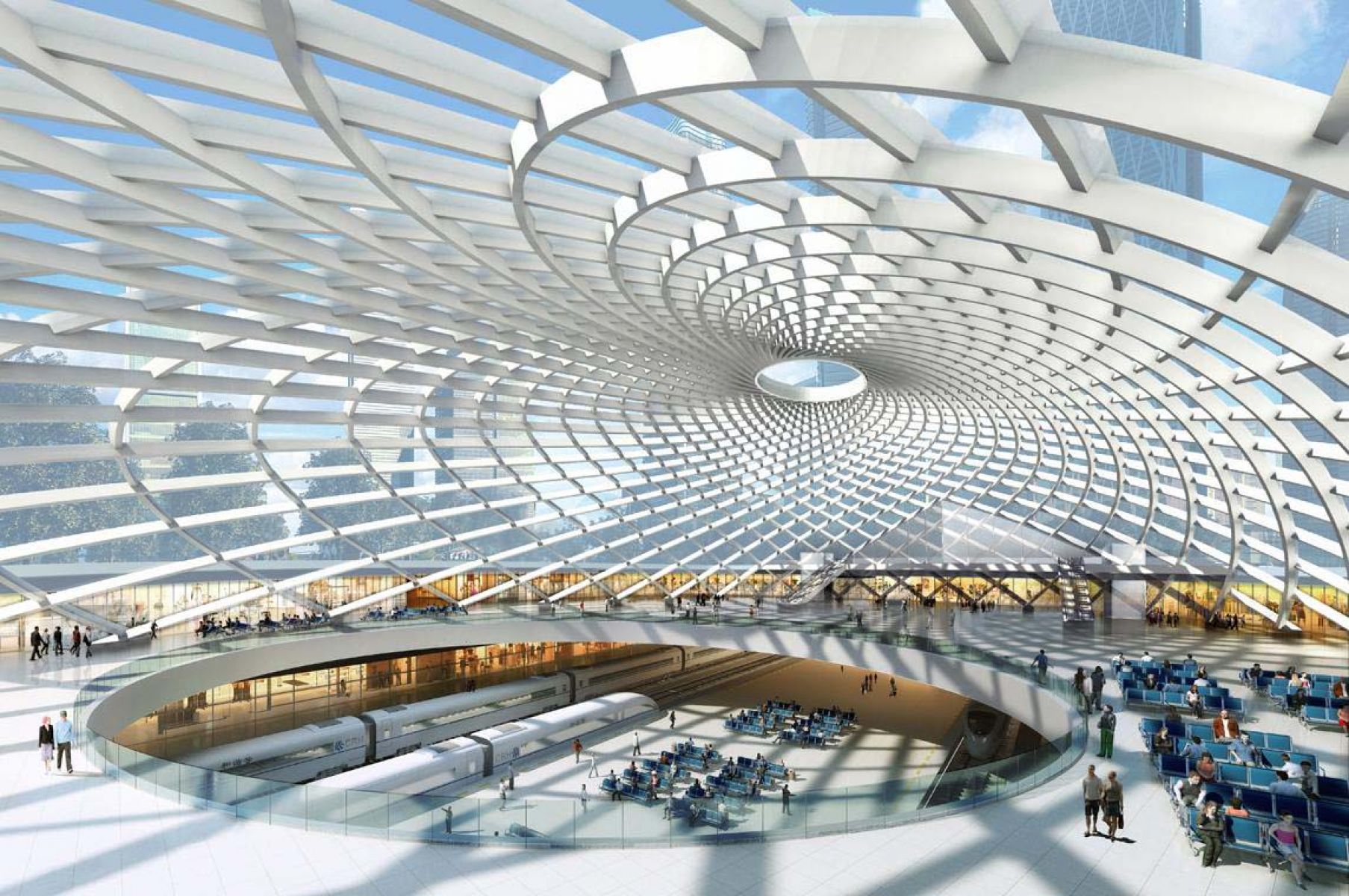 Spiral Structure Architechture Wallpaper - High Speed Train Station - HD Wallpaper 
