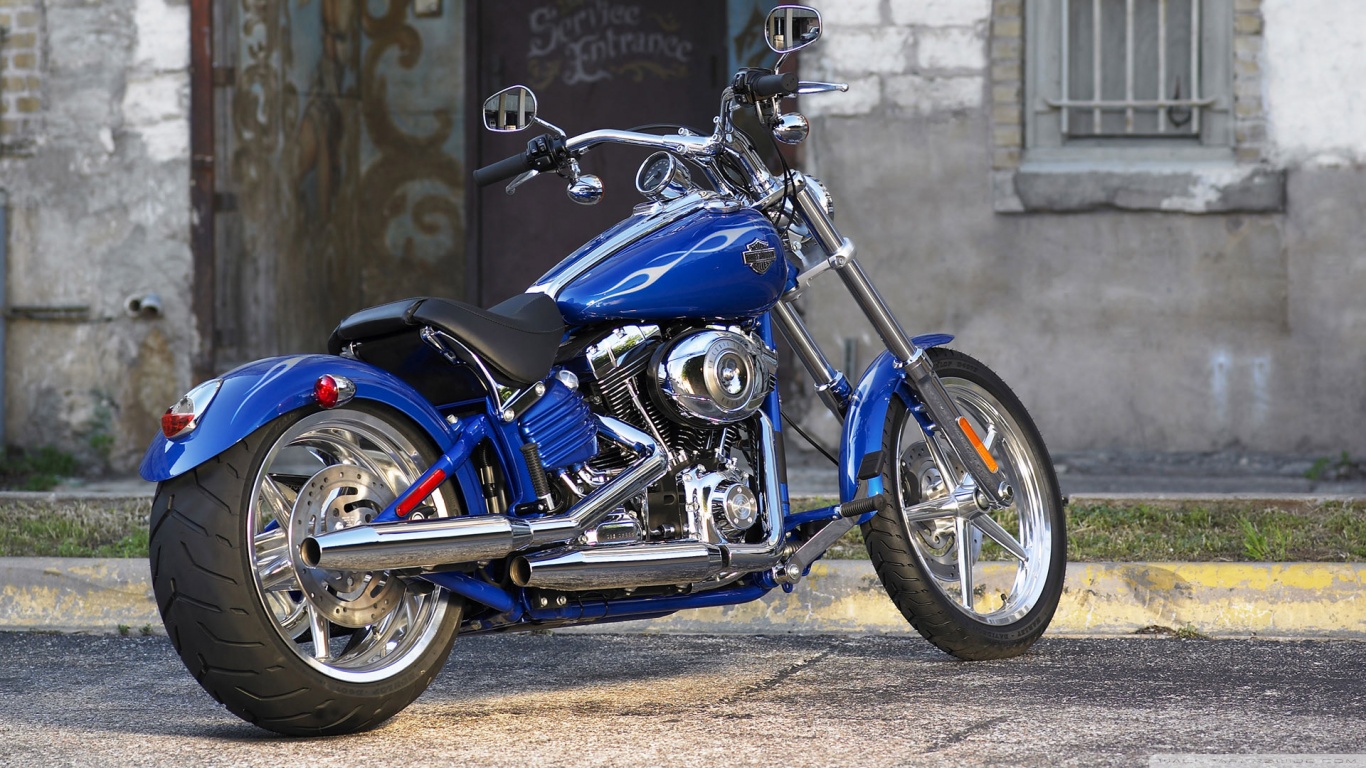 Harley Davidson Bike Blue - HD Wallpaper 