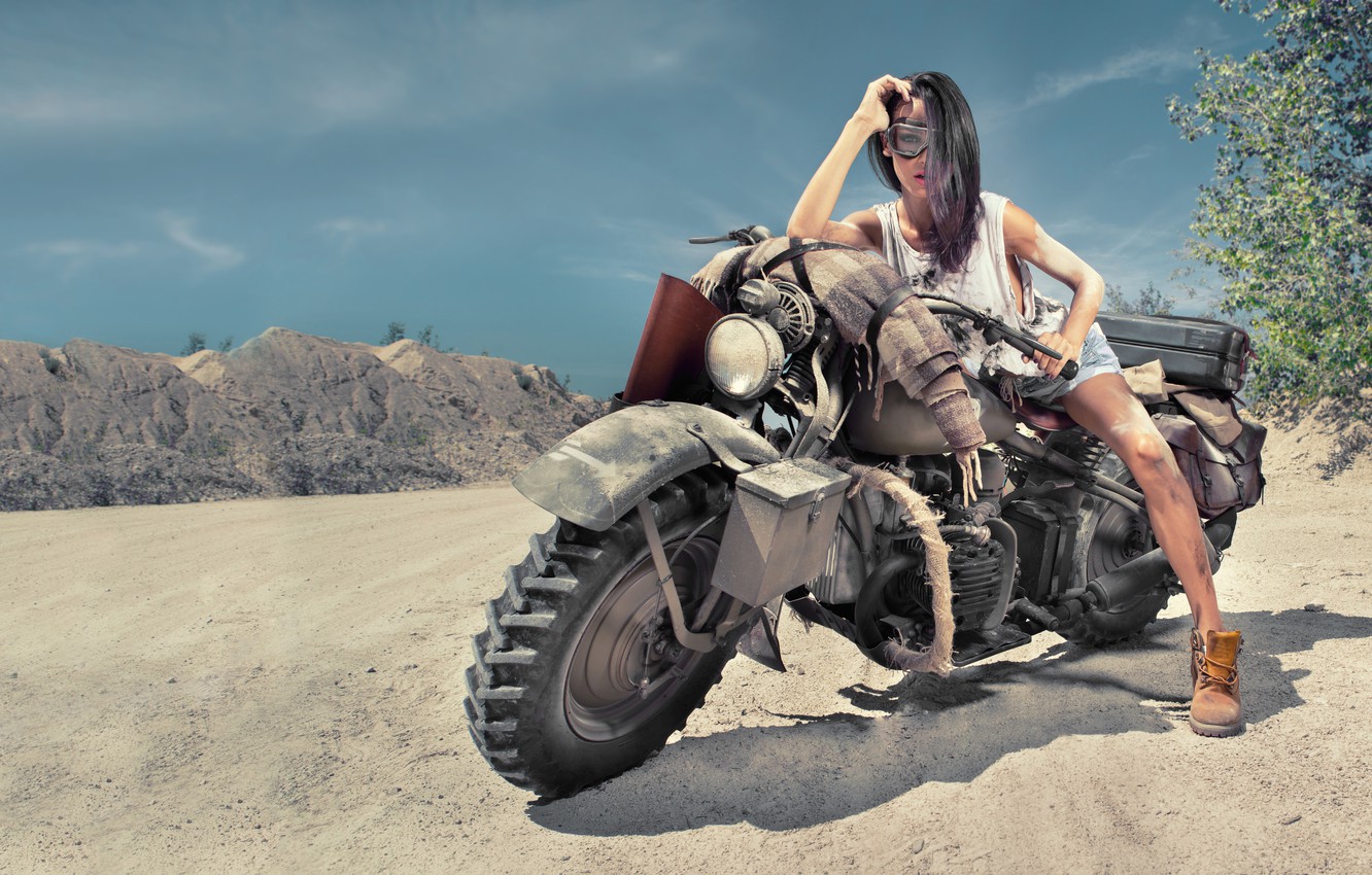Photo Wallpaper Road, Sand, Girl, The Sun, Pose, Shorts, - Offroad - HD Wallpaper 