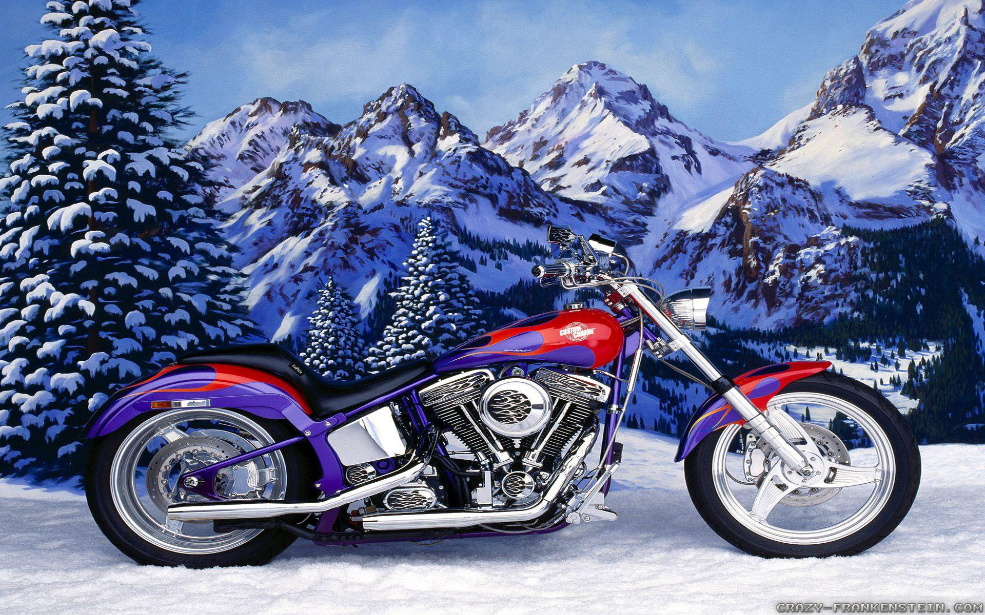 Обои Зима И Harley Davidson - HD Wallpaper 