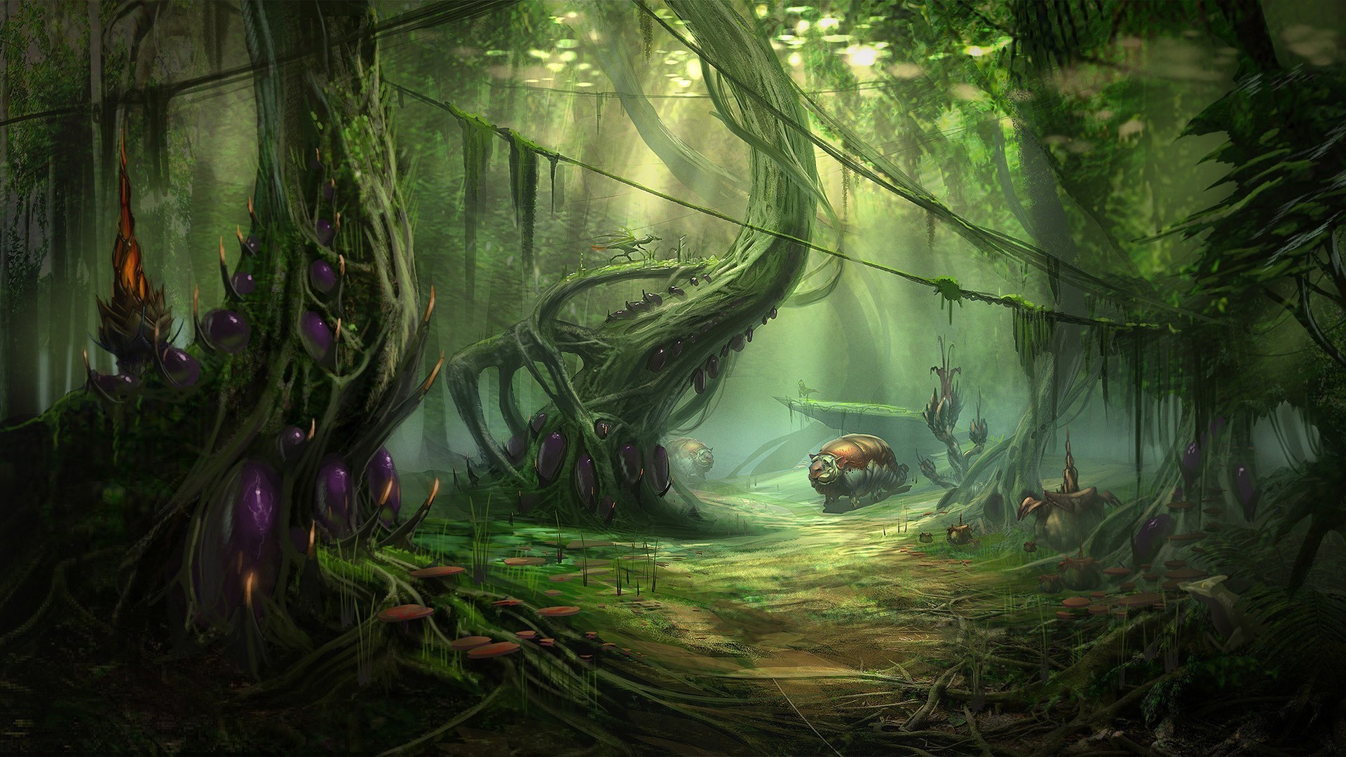 Nature Jungle Forest Planets Fantasy Art Alien Landscapes - HD Wallpaper 