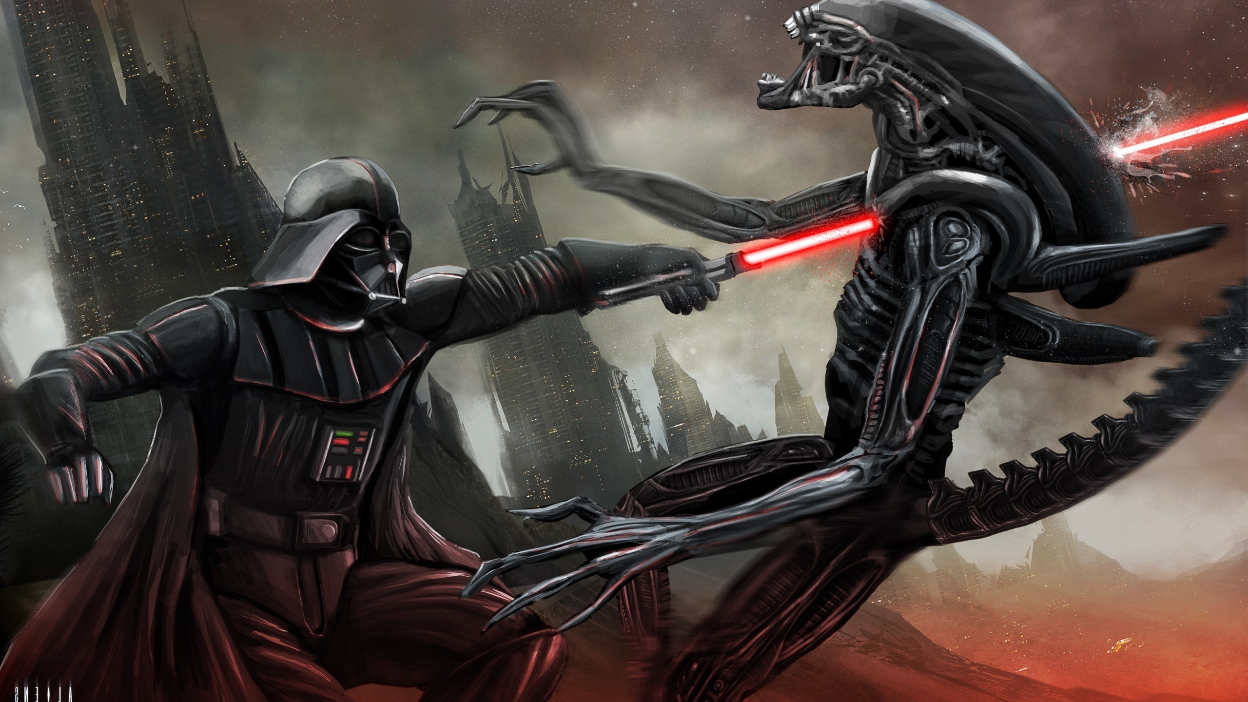 Star Wars, Crossover, Aliens, Movies, Fantasy Art, - Star Wars X Alien - HD Wallpaper 