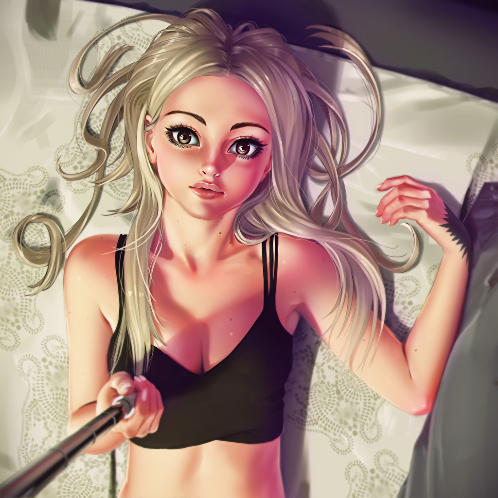 Cartoon Blond Girl Hair Blue Eye - HD Wallpaper 