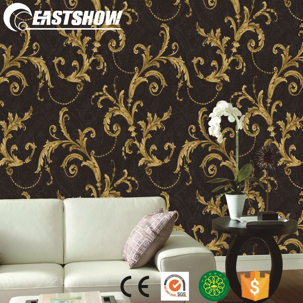New Classic Damask Leaf Texture Pattern Pvc Wallpaper - Wallpaper - HD Wallpaper 