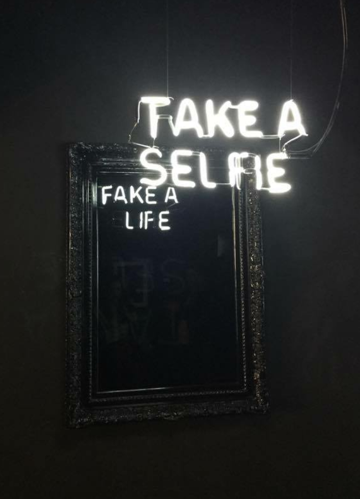 Attractive Neon Light Quote Take A Selfie Fake Life - Take A Selfie Fake A Life - HD Wallpaper 