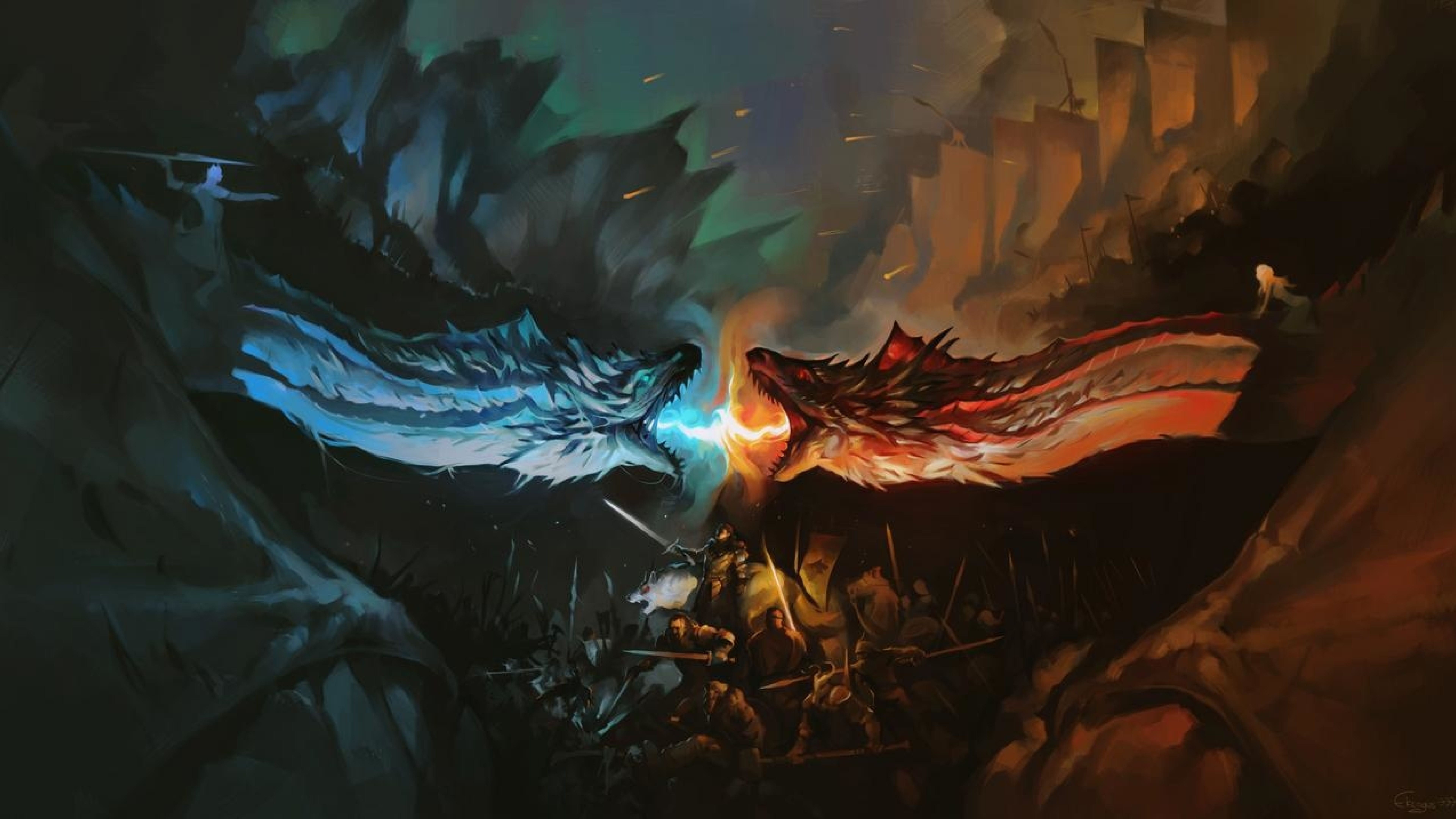 Game Of Thrones Fire And Ice Dragon - HD Wallpaper 
