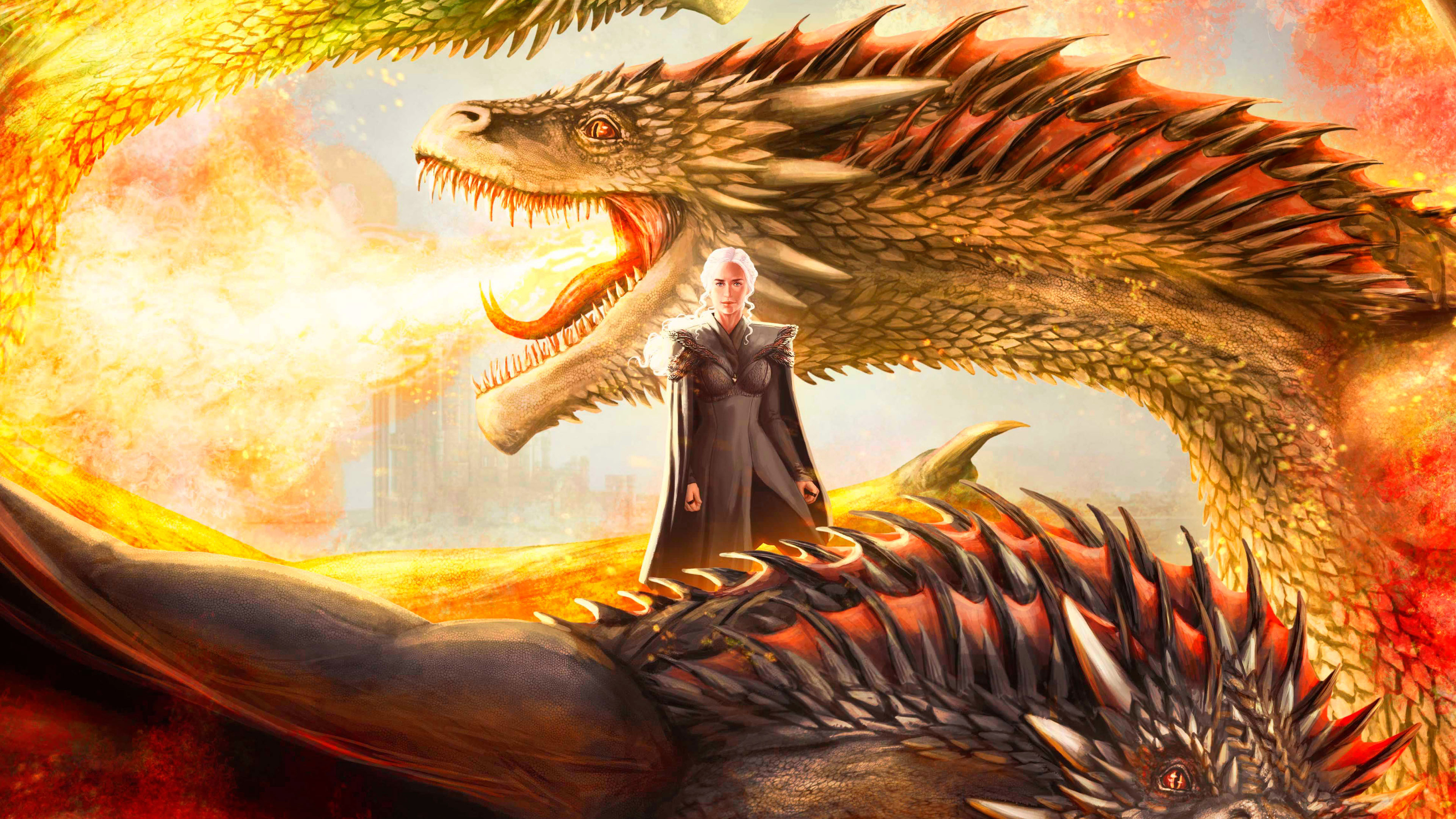 Game Of Thrones Ultra Hd 4k Wallpapers - Game Of Thrones Dragons Art -  3840x2160 Wallpaper 