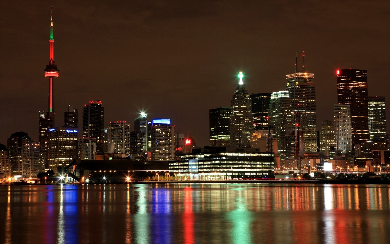 Amazing Toronto Canada Night View High Resolution Wallpaper - Toronto Night Skyline Background - HD Wallpaper 