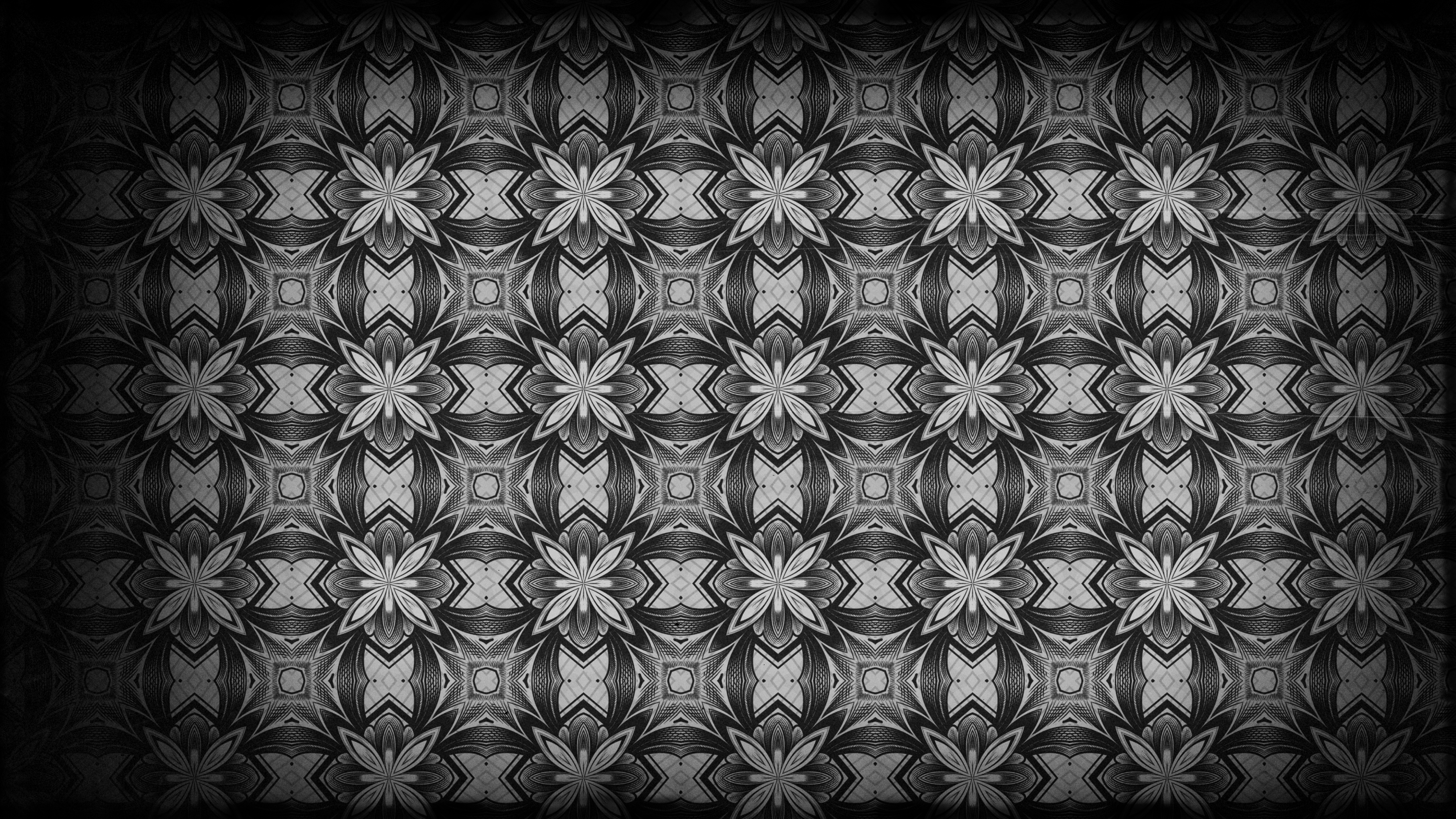 Black And Gray Vintage Floral Ornament Wallpaper Pattern - HD Wallpaper 