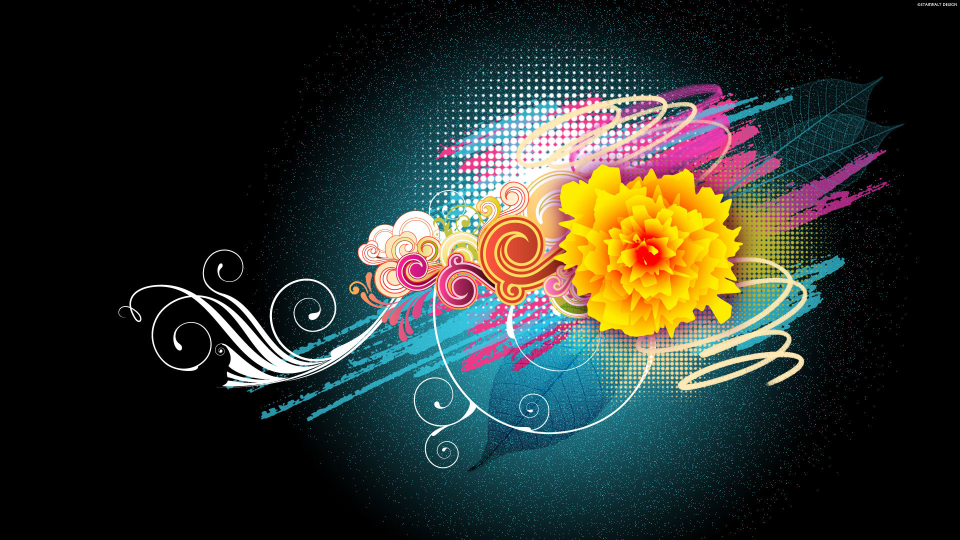 Flower Vector Design 1080p Hd - High Resolution Background Free Download - HD Wallpaper 