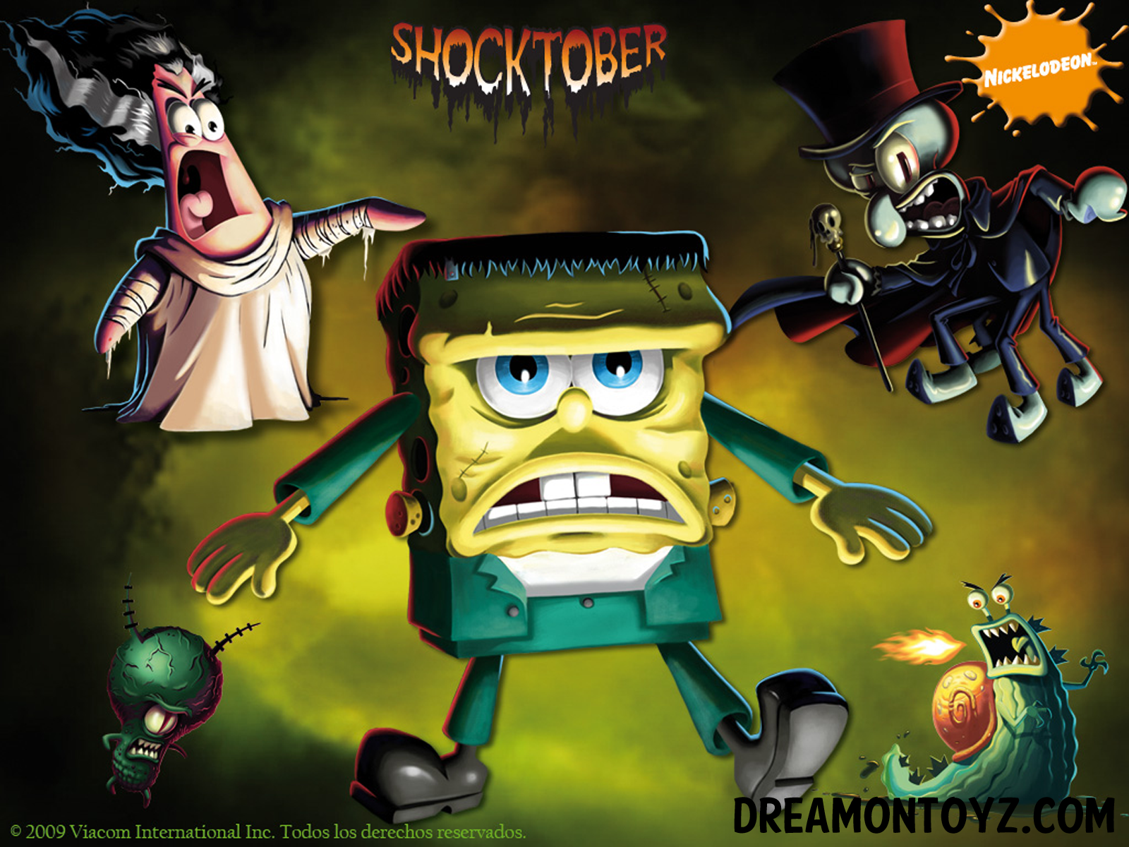 Spongebob Halloween Desktop Wallpaper - Spongebob Halloween Background - HD Wallpaper 