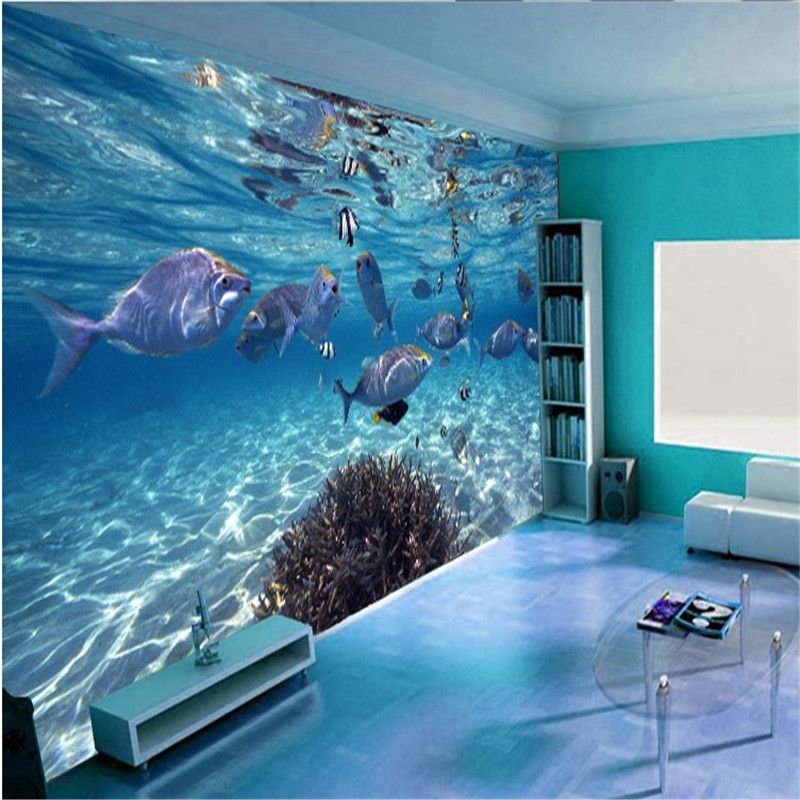 Lovely 3d Fish Underwater Ocean Wallpaper Mural Design - 3d Wallpaper New 2019 - HD Wallpaper 