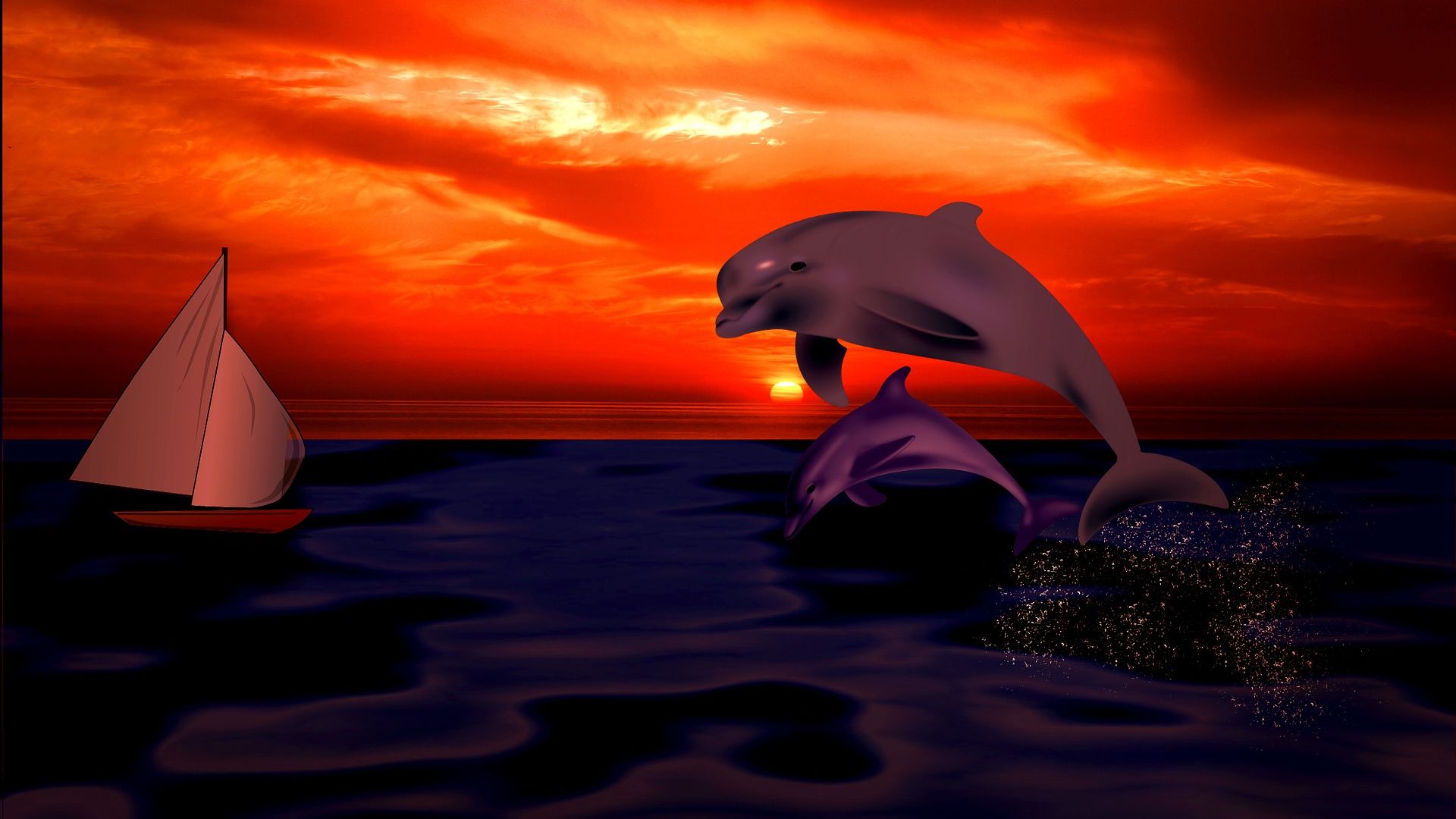 Dolphin Art - HD Wallpaper 