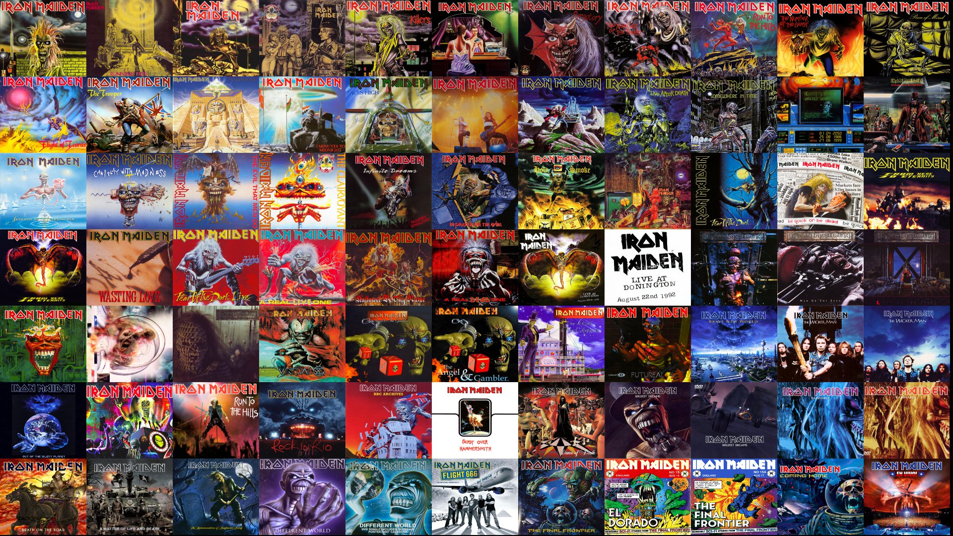 Iron Maiden Album Cover Collage - HD Wallpaper 