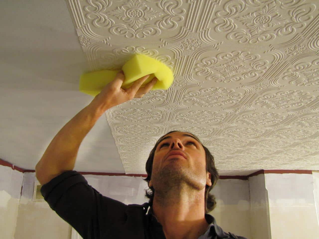 Embossed Wallpaper Install In Ceiling - White Embossed Wallpaper On Ceiling - HD Wallpaper 