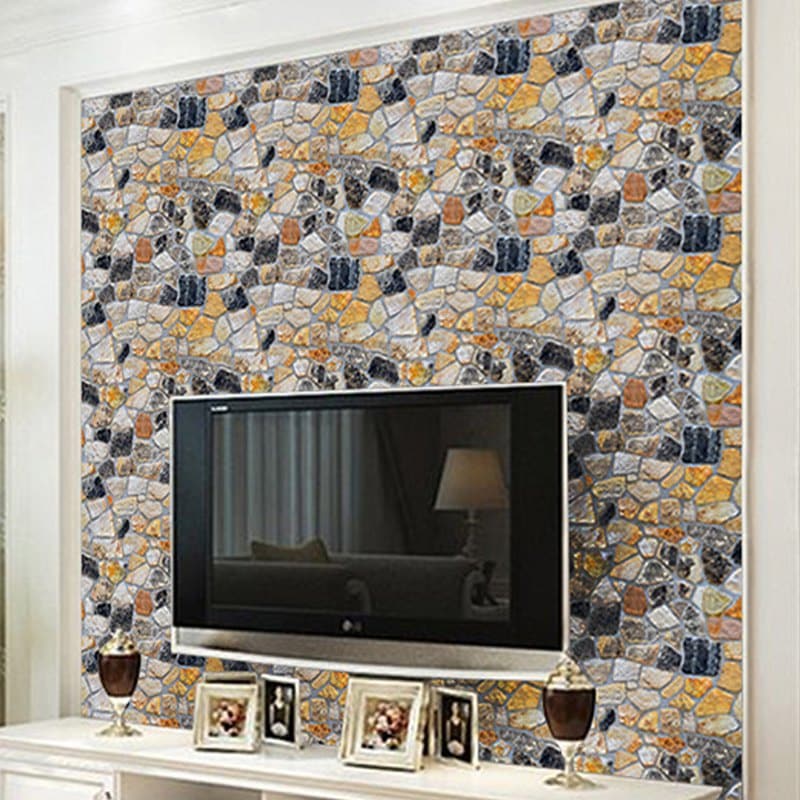 Affordable 10m Long 3d Pvc Thick Self-adhesive Living - Batu Alam Ruang Tamu - HD Wallpaper 