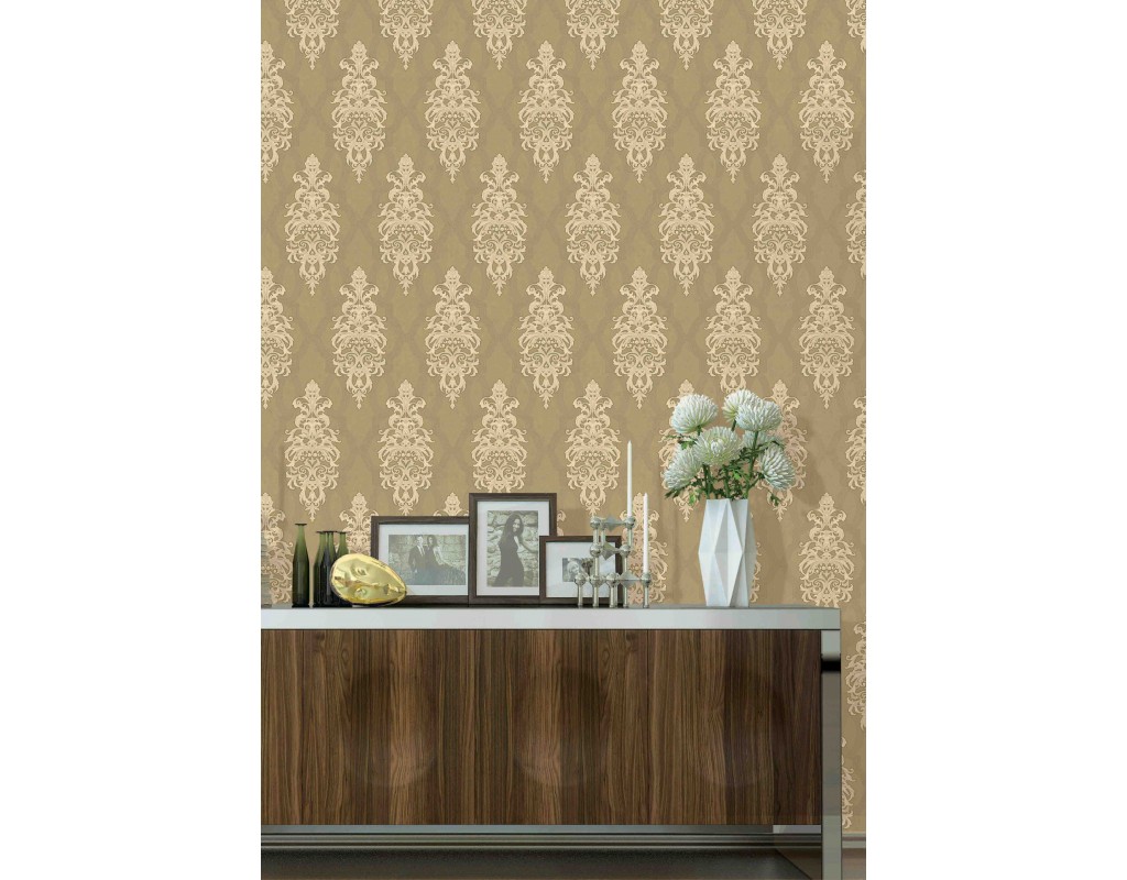 Presto Bazaar Dark Gold Damask Deep Embossed Wallpaper - Wallpaper - HD Wallpaper 