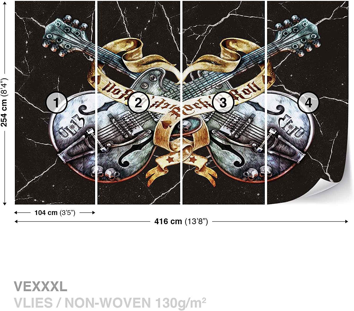 Guitar Rock Roll Heavy Metal Wall Mural Photo Wallpaper - Fotobehang Rock N Roll - HD Wallpaper 