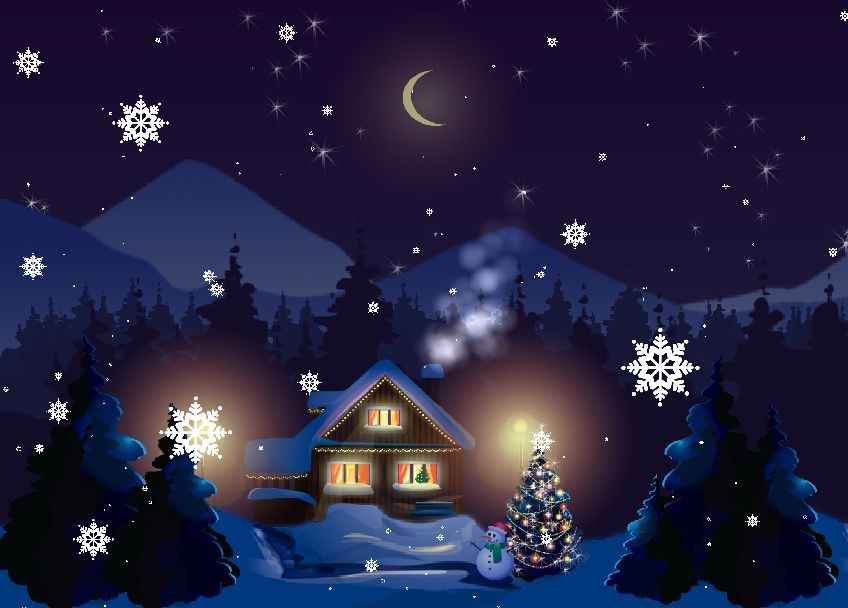 Holiday Live Wallpaper - Gambar Malam Natal Kartun - HD Wallpaper 