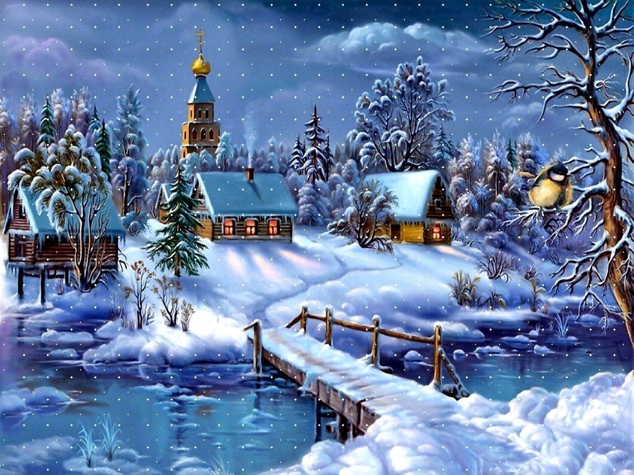 Village Winter - HD Wallpaper 