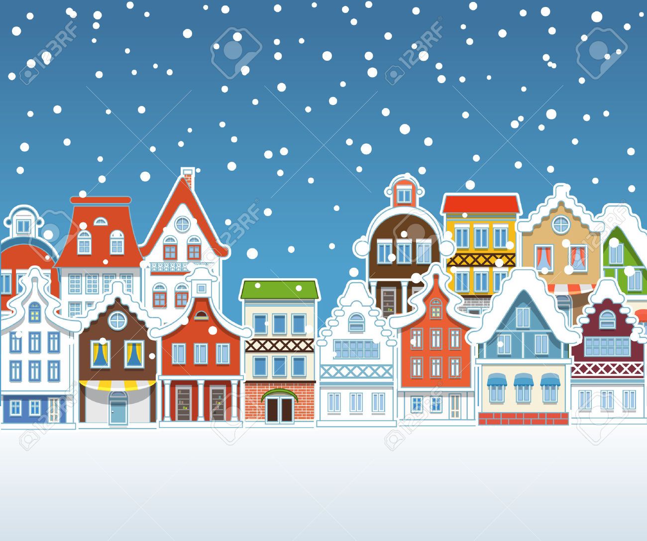 Free Christmas Village Clipart Jpg Royalty Free Library - Christmas Village Vector Free - HD Wallpaper 