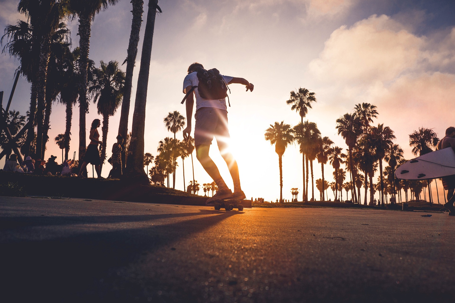 Street Life Wall Murals - Skateboarding In The Sunset - HD Wallpaper 
