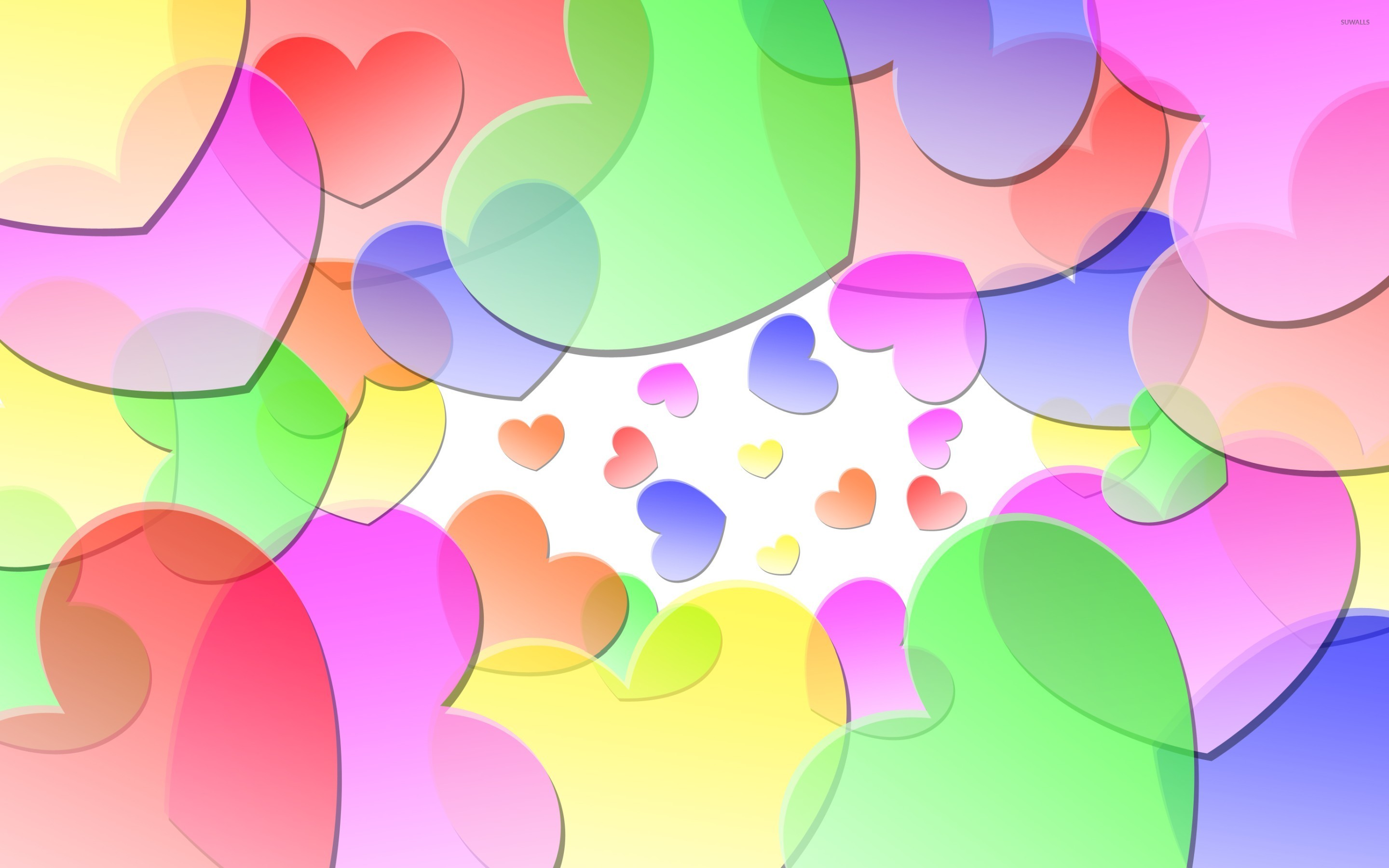 Colorful Heart Wallpaper Hd - HD Wallpaper 