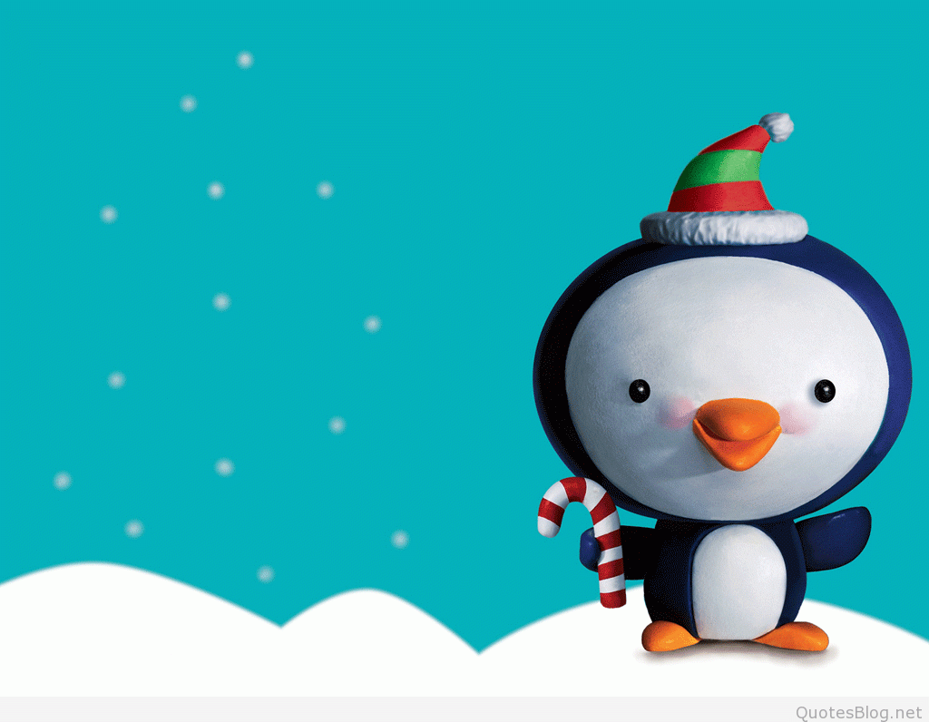 Christmas Penguin Cartoon Wallpaper - Merry Christmas Education Quotes - HD Wallpaper 