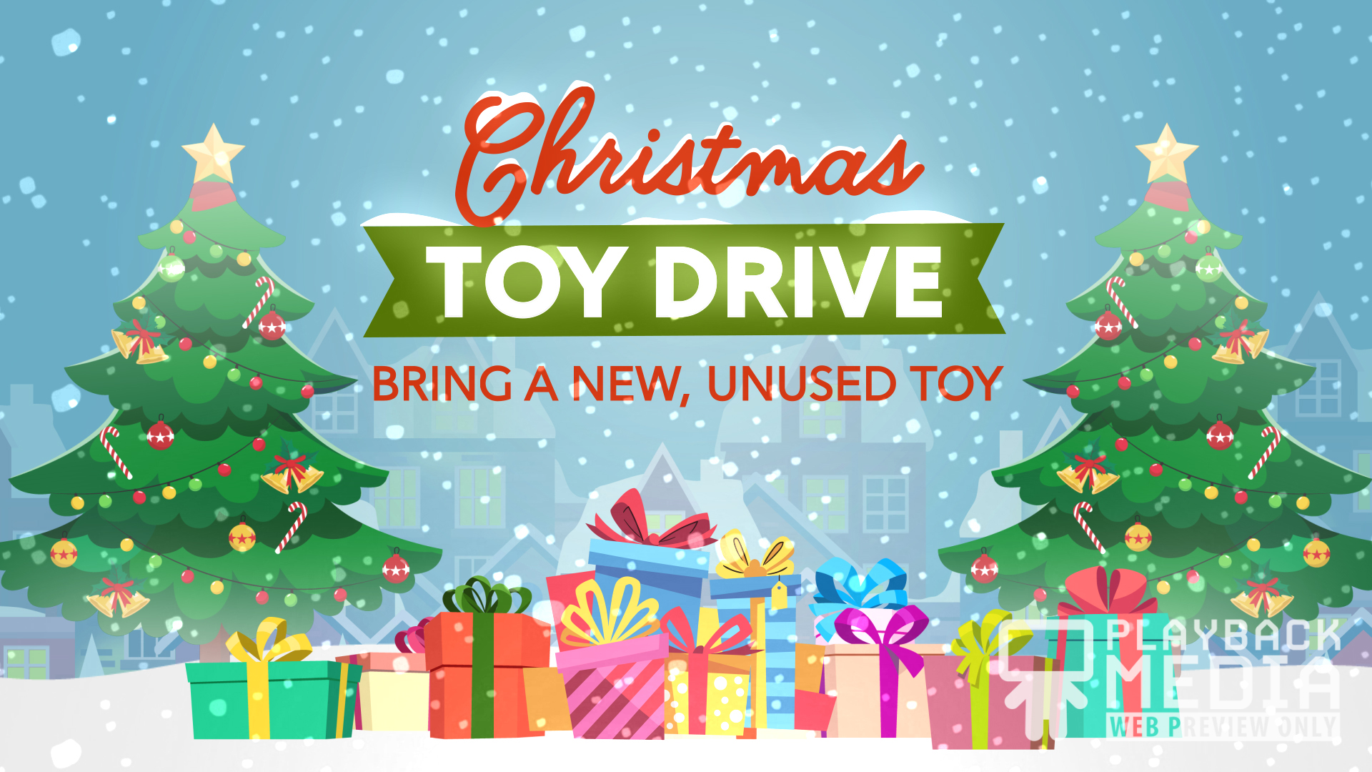 Christmas Village Toy Drive Still Background Image - HD Wallpaper 