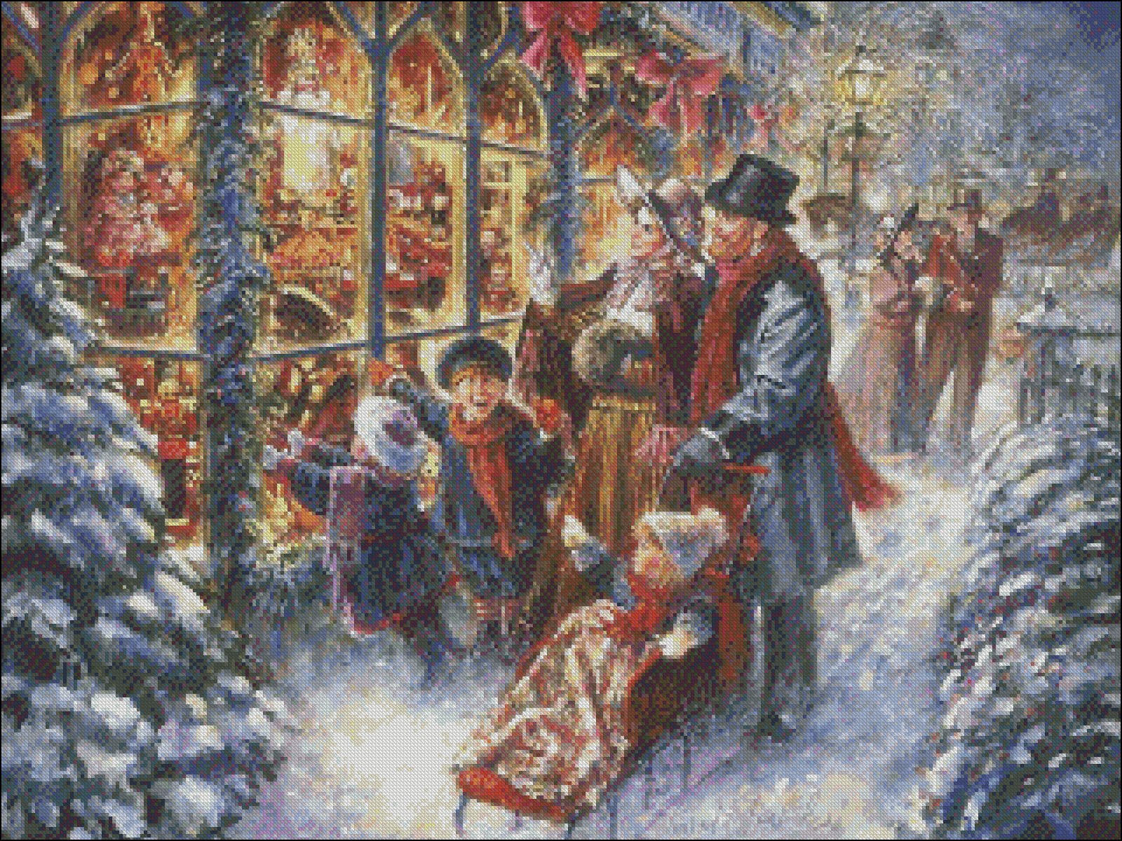 Victorian Christmas Cross Stitch - HD Wallpaper 