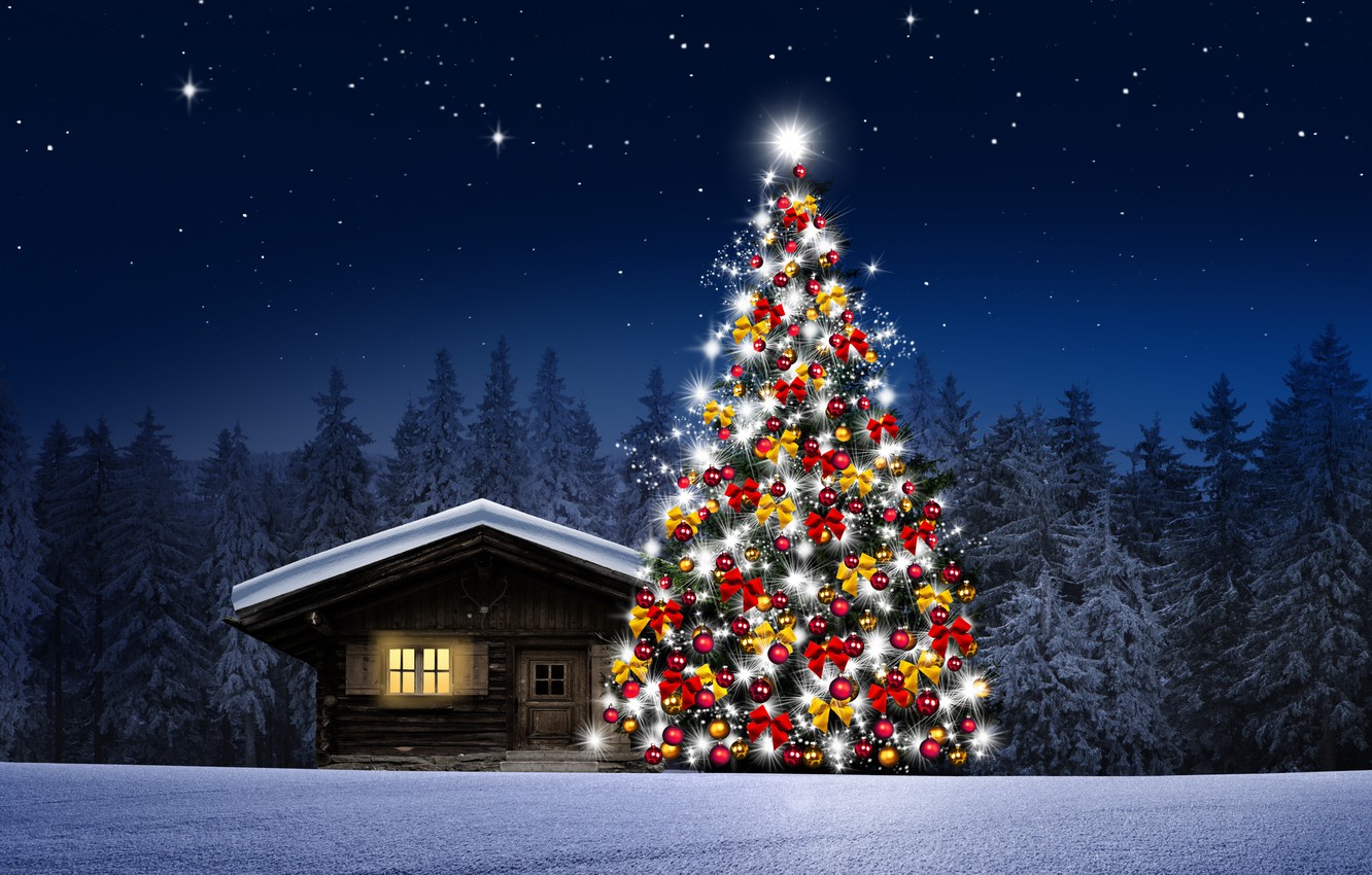 Photo Wallpaper Winter, Snow, Decoration, Snowflakes, - Fondos De Pantalla Arbol De Navidad - HD Wallpaper 