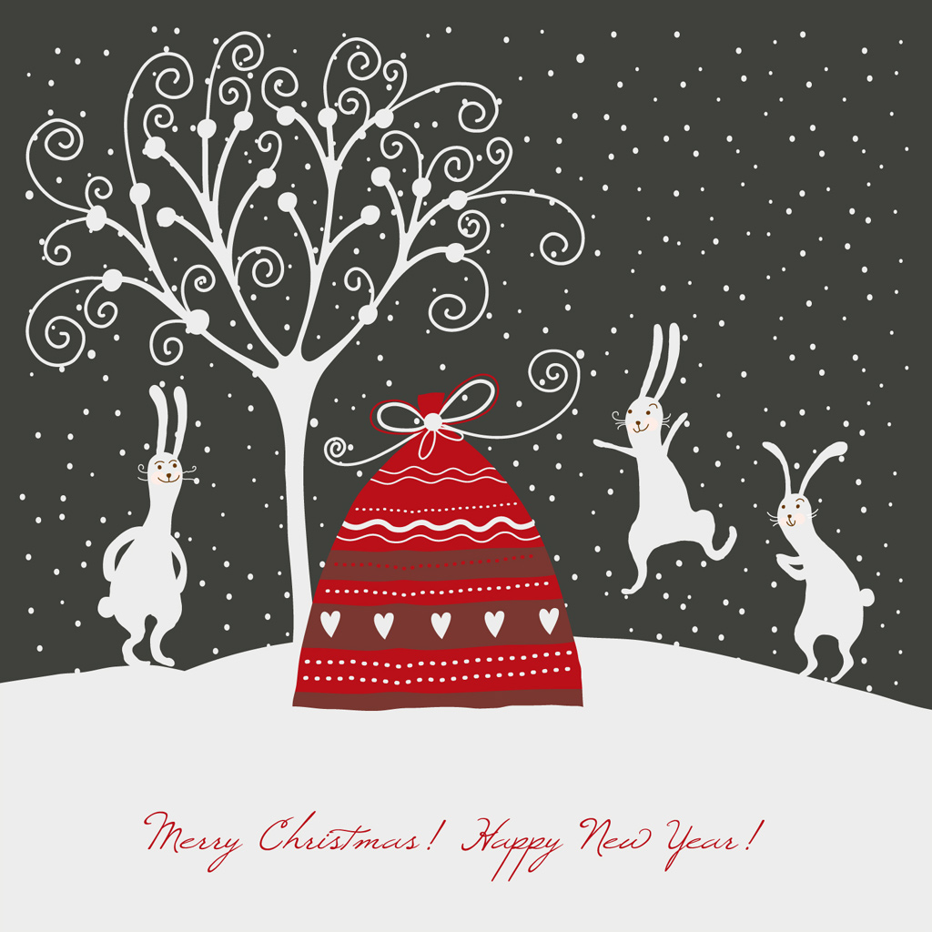 Apple Ipad Mini Christmas Wallpaper - Merry Christmas Bunny - HD Wallpaper 
