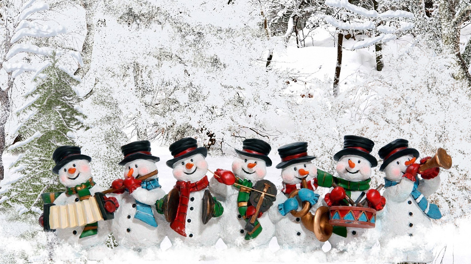 Whimsical Snowmen Snow Christmas Snowman Cute Band - Cute Christmas Snowman - HD Wallpaper 