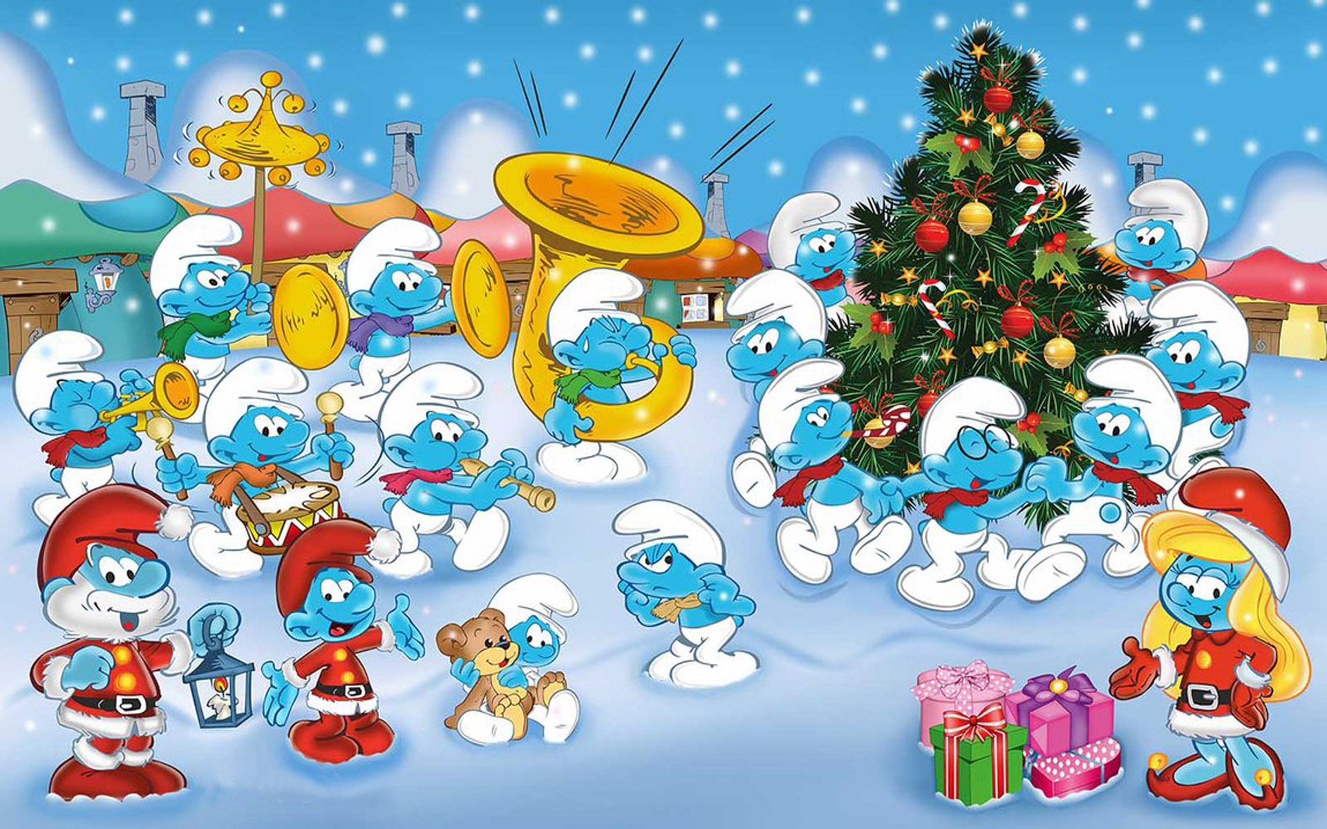 Happy New Year Smurfs - HD Wallpaper 
