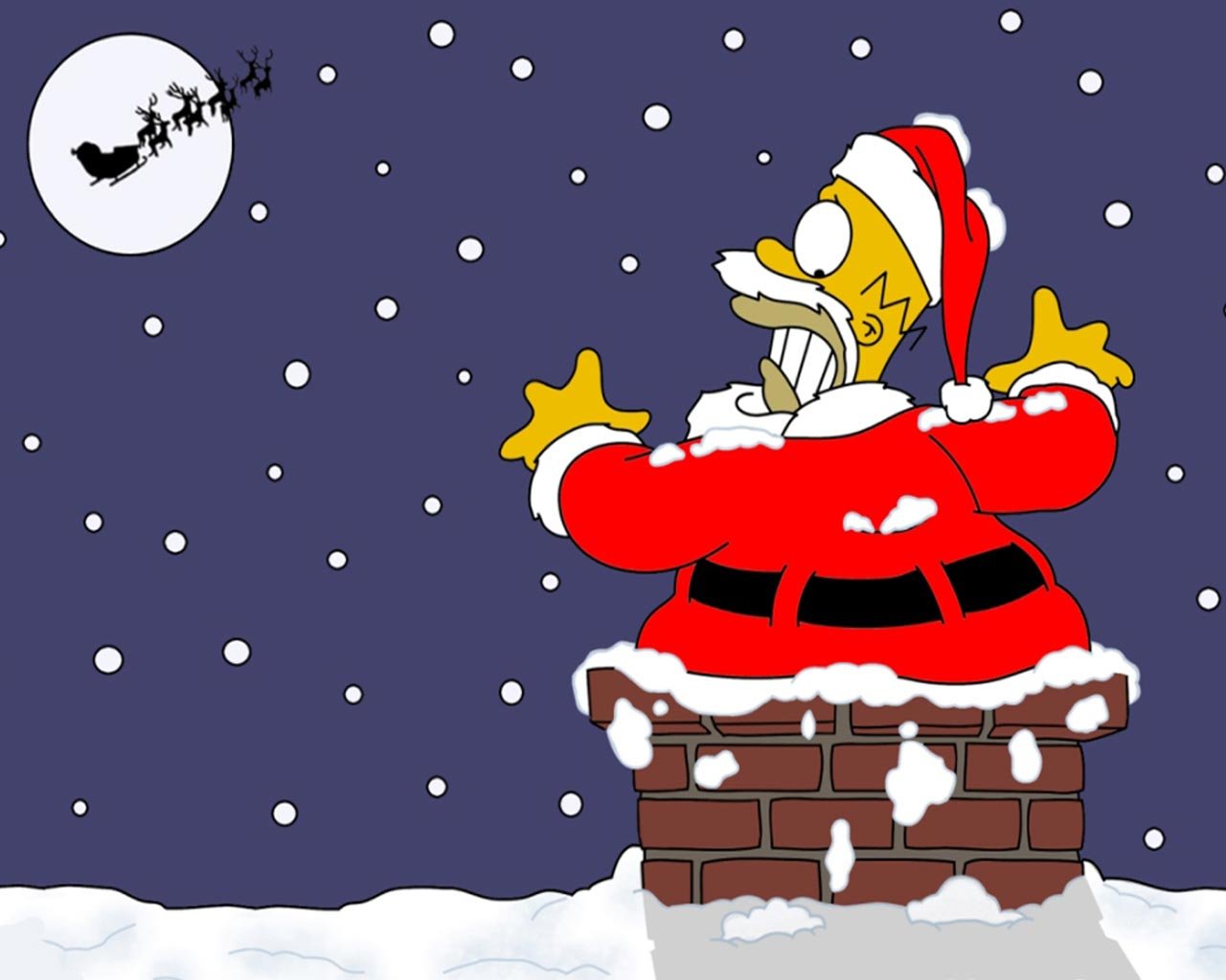 Homer Stuck In A Chimney Christmas Wallpaper - Homer Simpson Stuck In Chimney - HD Wallpaper 