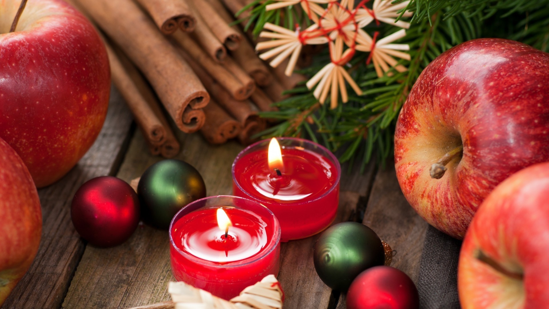 Food & Drink Apple Christmas Fruit Winter Food Advent - Christmas Apples Cinnamon Candles - HD Wallpaper 