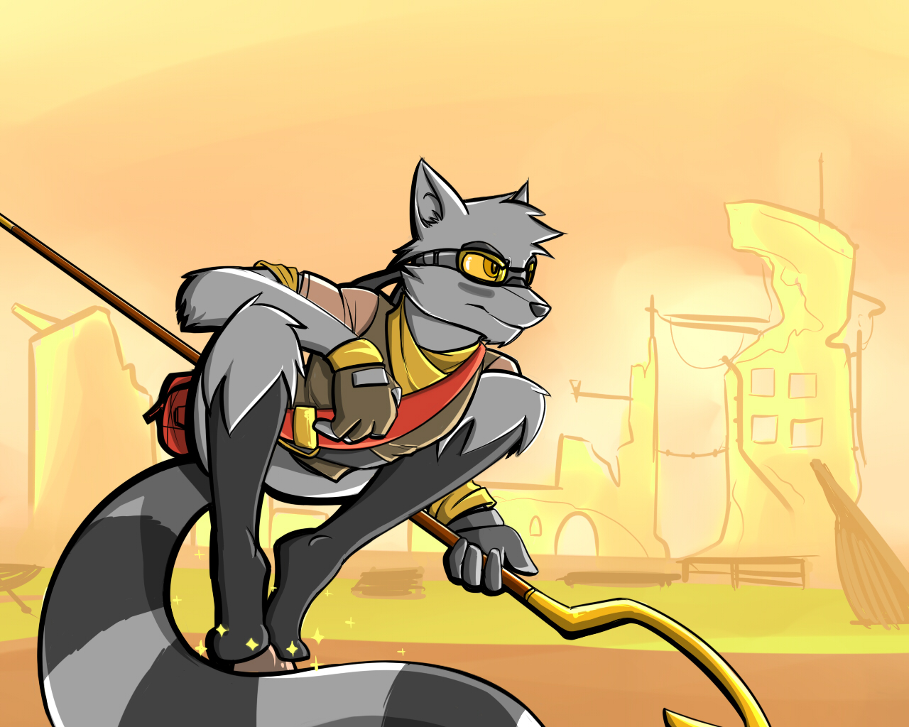 Apocalyptic Sly Cooper - Cartoon - HD Wallpaper 