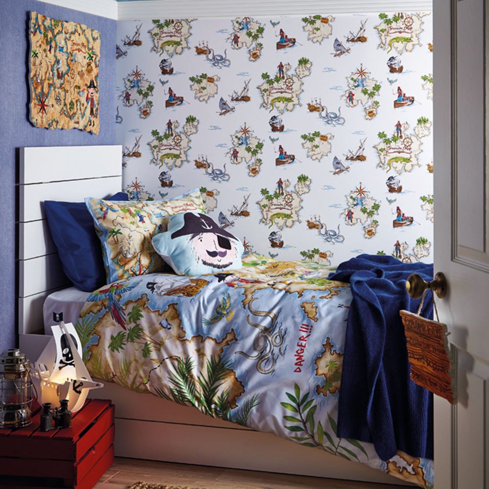 Arthouse Pirates Ahoy Boys Bedroom Wallpaper Duvet - Arthouse Pirates - HD Wallpaper 