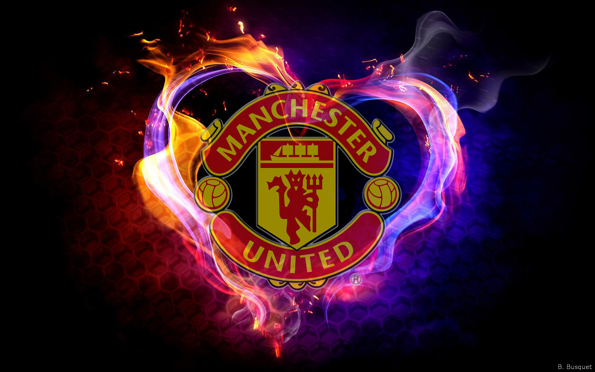 Manchester United Wallpaper With Flames - Manchester United Logo 2019 - HD Wallpaper 