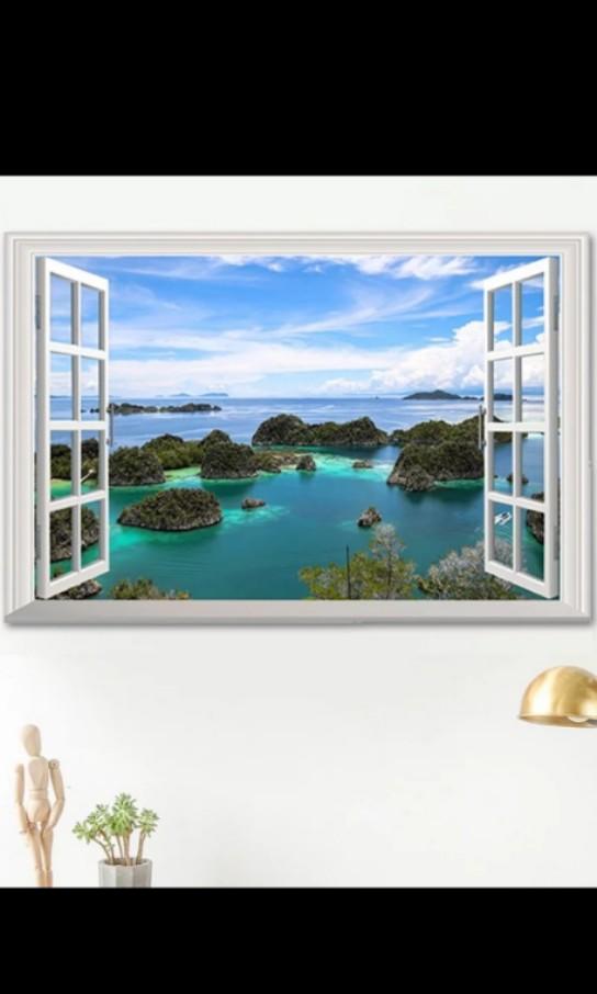 Trompe L Oeil Fenetre Sur Mer - HD Wallpaper 