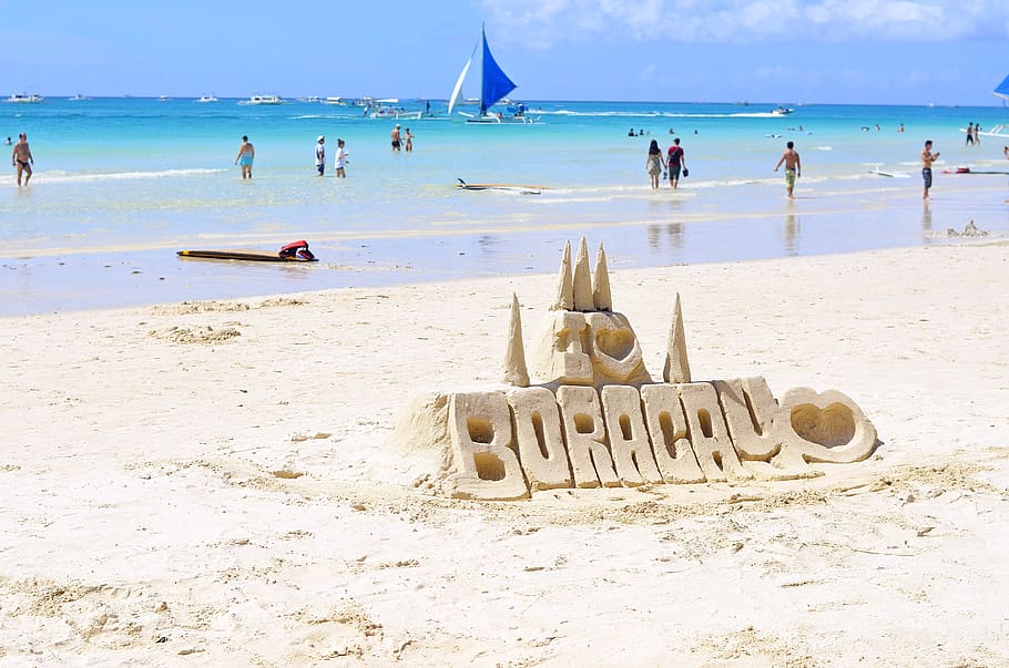 People Walking On Boracay Beach, Land, Water, Sea, - Boracay - HD Wallpaper 
