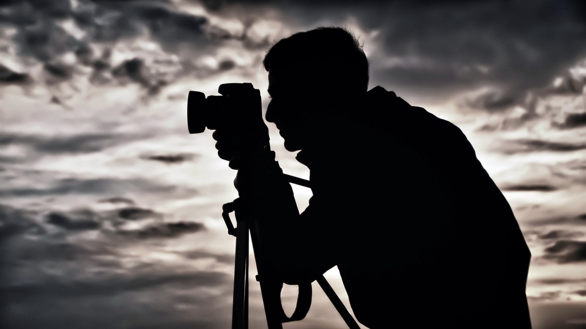 Photographer, Profile View, Silhouette, Camera - Photographer With Camera Hd - HD Wallpaper 