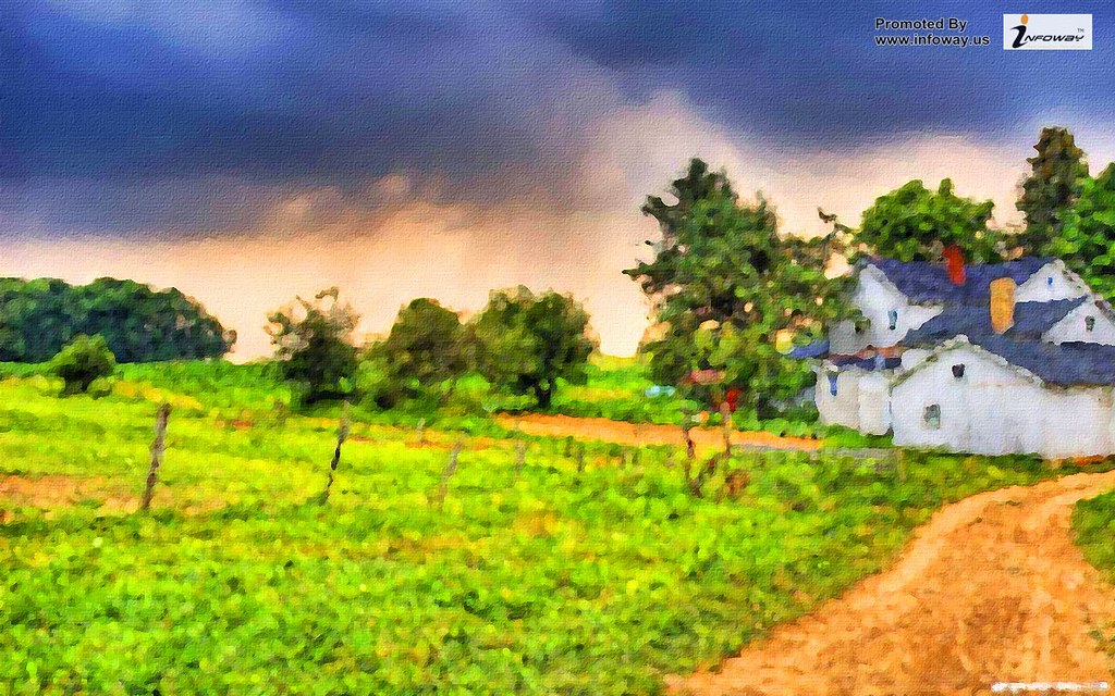 Amazing Landscape Desktop Wallpapers - Home And Grass Background - HD Wallpaper 