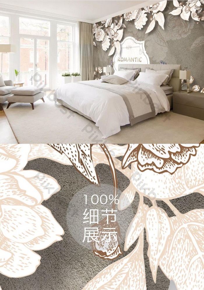 Idyllic Rose Wallpaper Living Room Tv Background Wall - Painting - HD Wallpaper 