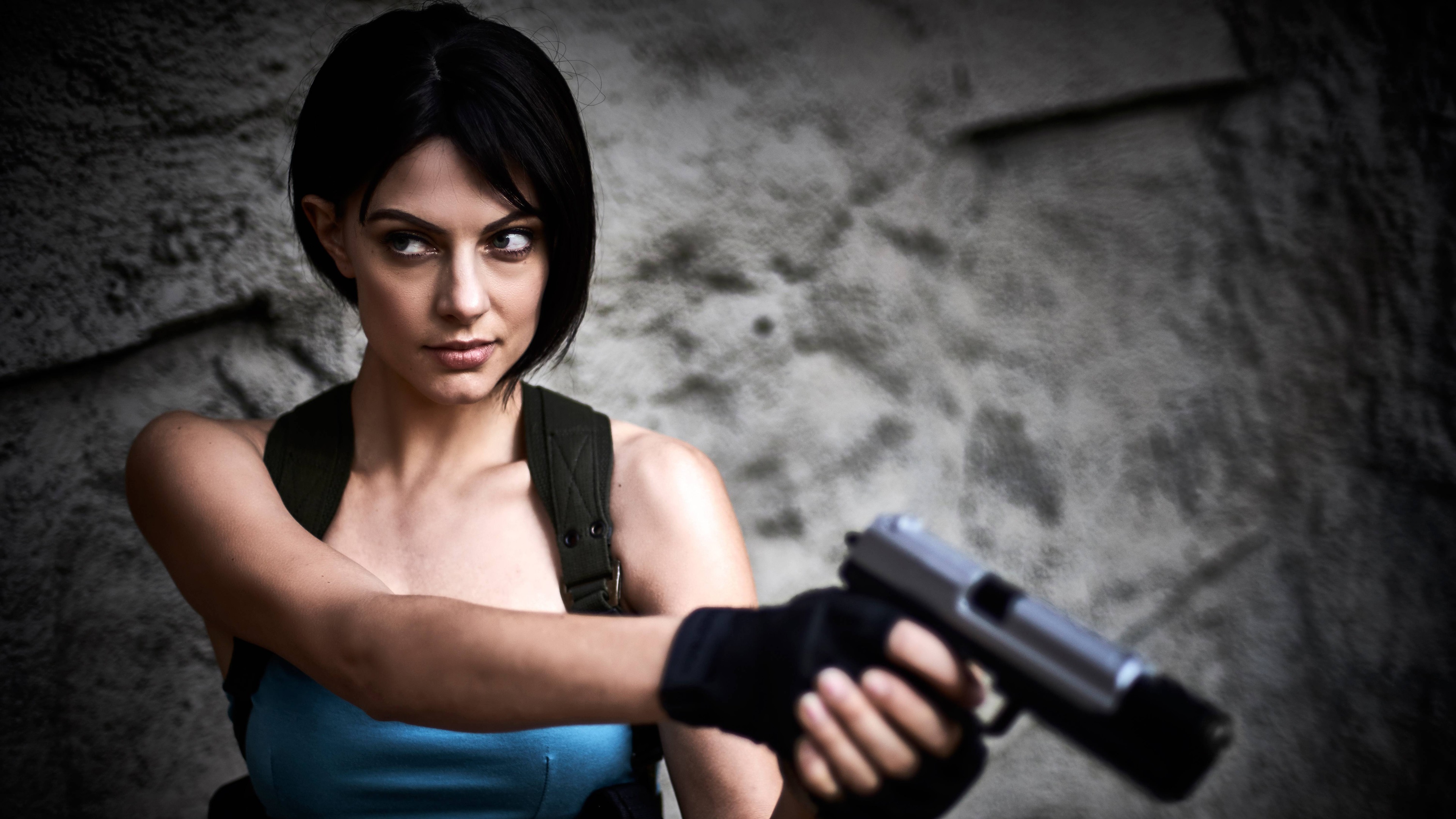Wallpaper Resident Evil, Cosplay, Girl, Gun - Voth Jill - HD Wallpaper 