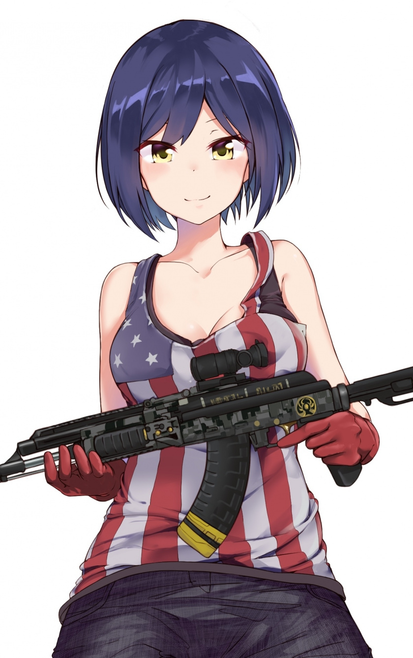 Anime Girl, Tsukino Mito, Virtual Youtuber, With Gun, - Anime Girl Cool Guns Wallpaper Iphone - HD Wallpaper 