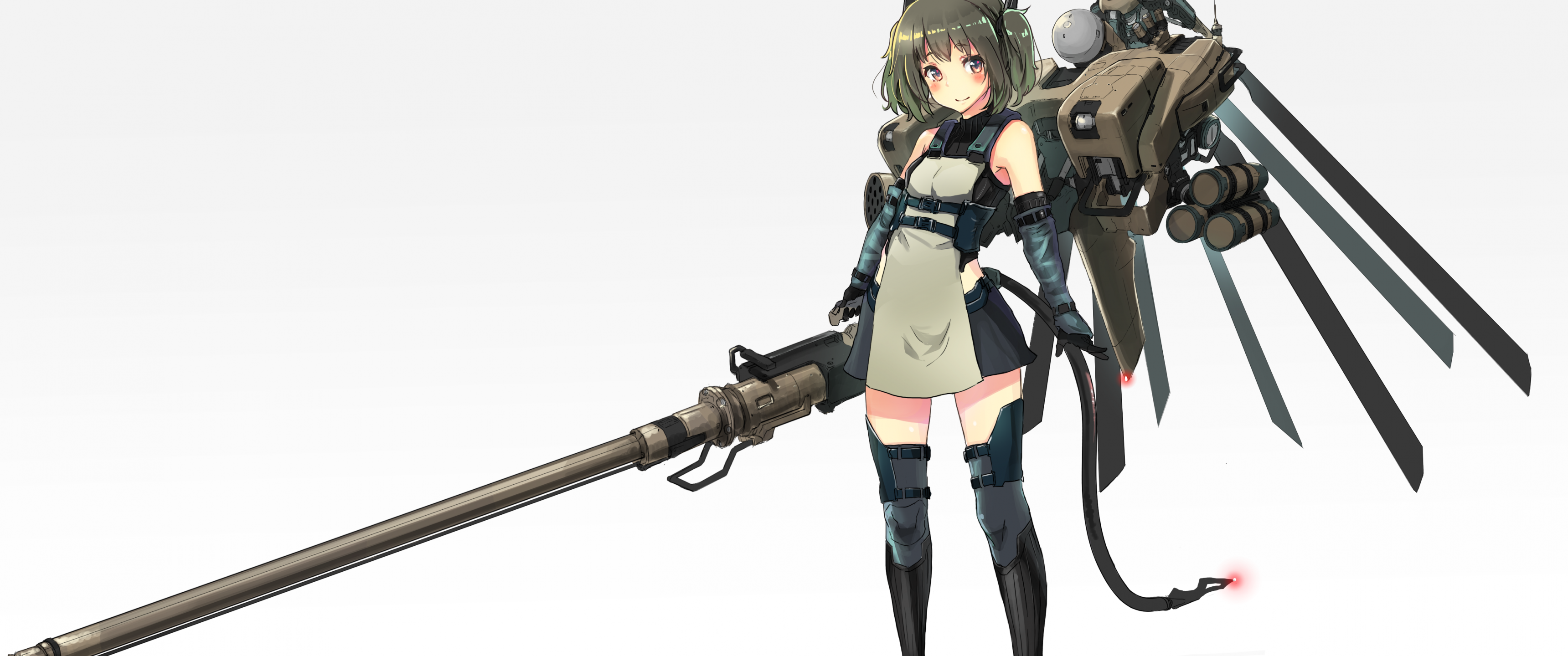 Anime Girl, Mecha, Heavy Weapons, Guns - Anime Girl With Weapon - HD Wallpaper 